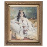 PAINTER 20TH CENTURY Odalisque Oil on canvas, cm. 60 x 47 Gilded frame PITTORE XX SECOLO Odalisca