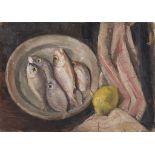 FRANK GIROSI (Naples 1896 - 1987) Composition with fishes and lemon, 1940 ca. Oil on canvas