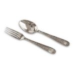 TWO PIECES OF SILVERPLATED FLATWARE, PUNCH PARIS CHRISTOFLE, 20TH CENTURY handles chiseled to
