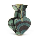 VASE IN POLYCHROME CERAMICS, '80s painted. h. cm. 44. Slight chips. VASO IN CERAMICA POLICROMA, ANNI