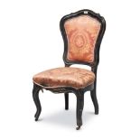 CHAIR IN EBONIZED WOOD, NAPLES PERIODO LUIGI FILIPPO with shield back and arched legs. Measures