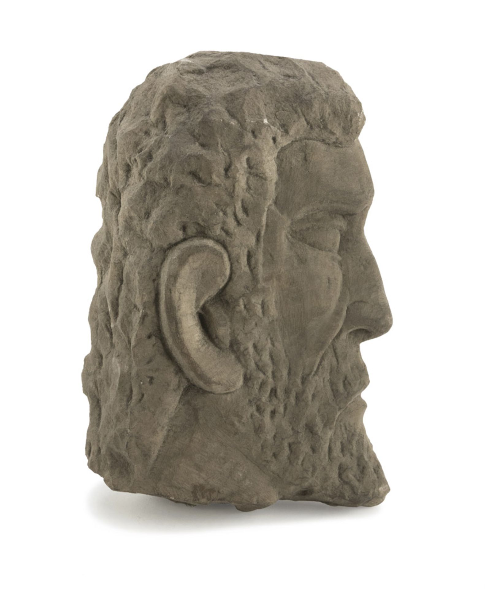 SCULPTURE IN BASALT, INDEFINABLE EPOCH representing a profile of man. Measures cm. 23 x 17 x 10.