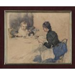 UMBERTO DELL'ORTO (Milan 1848 - 1895) At dinner Watercolour on paper, cm. 10 x 12,5 Signed bottom