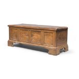 WALNUT CHEST, CENTRAL ITALY 18TH CENTURY with inlaid front, bracket feet Measures cm. 60 x 150 x 52.