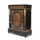 EBONY BOULLE SIDEBOARD, FRANCE PERIOD NAPOLEON III veneer in turtle inlaid with floral motifs in