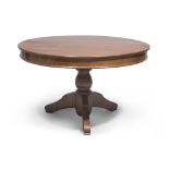 WALNUT TABLE, 19TH CENTURY. Round top, baluster legs, bracket feet. Measures cm. 76 x 126. TAVOLO IN