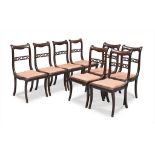 EIGHT CHAIRS IN MAHOGANY, EARLY 20TH CENTURY with saber legs. Measures cm. 90 x 45 x 43. OTTO