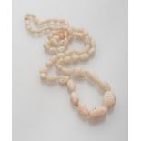 NECKLACE in white coral with pink tones. Length cm. 88 COLLANA in corallo bianco con sfumature