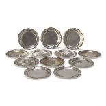 TWELVE SAUCERS IN SILVER, PUNCH MEXICO 20TH CENTURY smooth ground and moved edge. Title 925/1000.