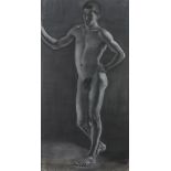 ITALIAN PAINTER, EARLY 20TH CENTURY Male nude Charcoal and chalk on paper-board, cm. 140 x 71 Signed