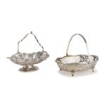 TWO SILVER-PLATED BASKETS, PUNCH SHEFFIELD 1922/1931 edge pierced to floral motifs. Silversmiths