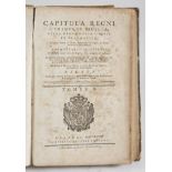 COMMENTARIES Capitula Regni Utriusque Siciliae. A volume. Ed. Naples 1773. Full parchment. Stains.