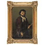 PAINTER 19TH CENTURY Painter's portrait Oil on panel, cm. 30 x 20 Not signed Frame Giltwood frame