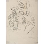 CORNELIA (20th century) Face Ink on paper cm. 45 x 32 Signature bottom right Framed CORNELIA (XX