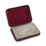 NOTEBOX IN SILVER, PUNCH BIRMINGHAM 1871 overall chiseled to floral motifs and initials. Pennino