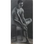 ITALIAN PAINTER EARLY 20TH CENTURY Male nude Charcoal and chalk on paper-board, cm. 126 x 66 Not