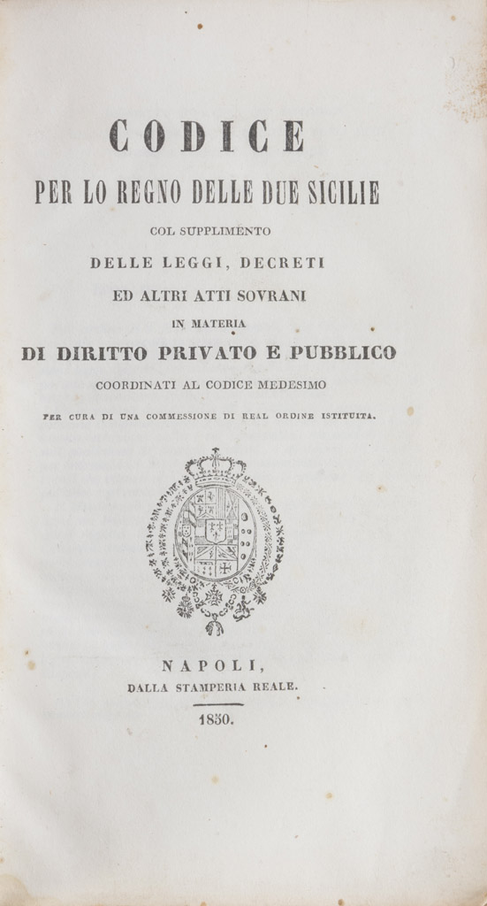 JURIDICAL ANTIQUE Codice per lo Regno delle due Sicilie. Three volumes. Ed. Naples 1850. Full - Image 2 of 2