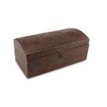 SMALL TRUNK, EARLY 20TH CENTURY in wood and leather engraved with floral motifs. Measures cm. 18 x