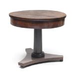 A BEAUTIFUL CIRCULAR WALNUT TABLE, FIRST HALF 19TH CENTURY with smooth band and column leg.