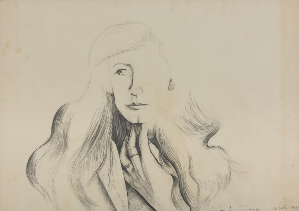 SERGIO VACCHI (Castenaso 1925 - Siena 2016) Portrait of Liliana, 1969 Pencil on paper, cm. 49 x 69