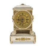 CLOCK IN ALABASTER, EMPIRE PERIOD turret case with claw feet. Rectangular base. Beautiful