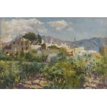 JOSEPH APREA (Naples 1876 - 1946) Houses on Capri, hinterland Oil on cardboard, cm. 17 x 23 Signed