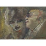 MINO MACCARI (Siena 1898 - Rome 1989) Two figures Oil on canvas board, 25 x 35 Signature bottom