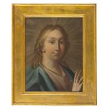 NEAPOLITAN PAINTER, 18TH CENTURY Blessing Jesus Oil on canvas, cm. 30 x 38 Gilded frame Conditions