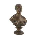 VINCENZO GEMITO (Naples 1852 - 1929) Woman's bust Varnished bronze sculpture, cm. 16 x 9 x 5