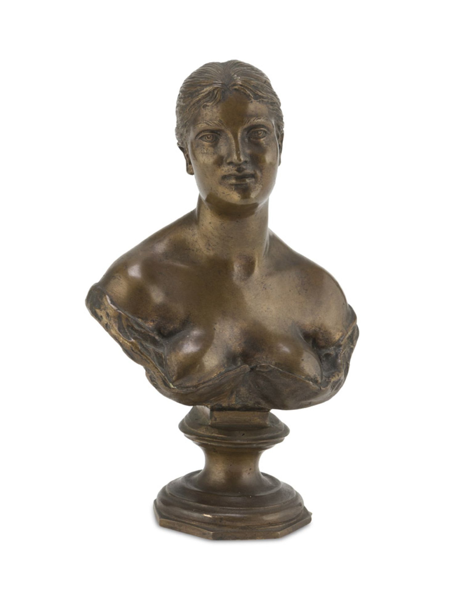 VINCENZO GEMITO (Naples 1852 - 1929) Woman's bust Varnished bronze sculpture, cm. 16 x 9 x 5