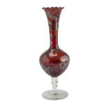 SMALL VASE IN RUBY GLASS, EARLY 20TH CENTURY body with floral motifs. h. cm. 23. VASETTO IN VETRO