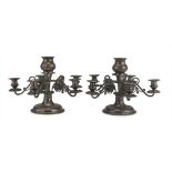 A PAIR OF CANDELABRA IN SILVER, EARLY 20TH CENTURY five ramage arms, with superior candleholder.