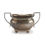 SUCRIER IN SILVER, PUNCH BIRMINGHAM 1906 with fluted basin and geometric handles. Title 925/1000.