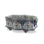 MAIOLICA PLANTER, PROBABLY MARSIGLIA, EARLY 20TH CENTURY polychrome enamelled with floral ornaments.