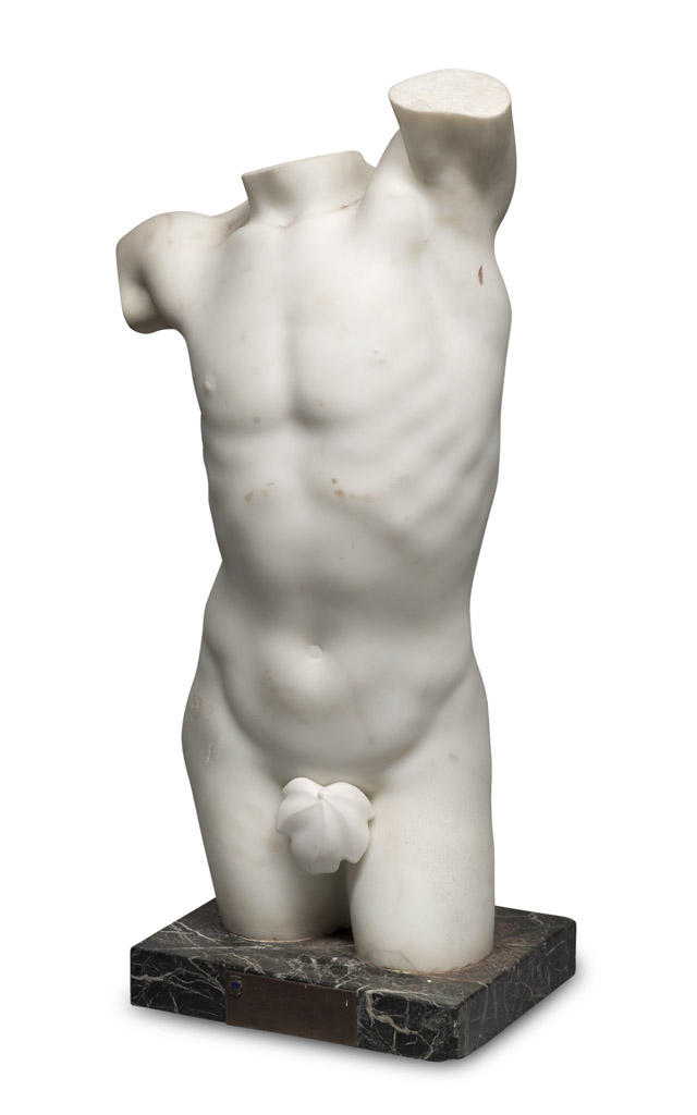 ITALIAN SCULPTOR OF THE 19TH CENTURY Male torso Sculpture in white statuary marble, cm. 94 x 50 x 24