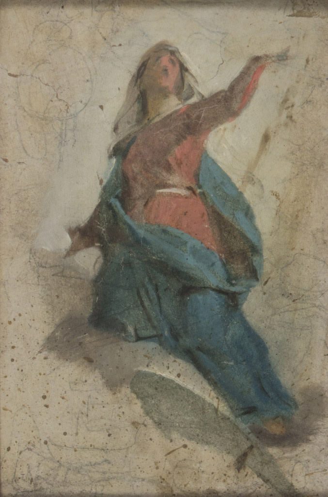 NEAPOLITAN PAINTER, 19TH CENTURY Virgin Oil on cardboard, cm. 17 x 29 Sketch with figures on the