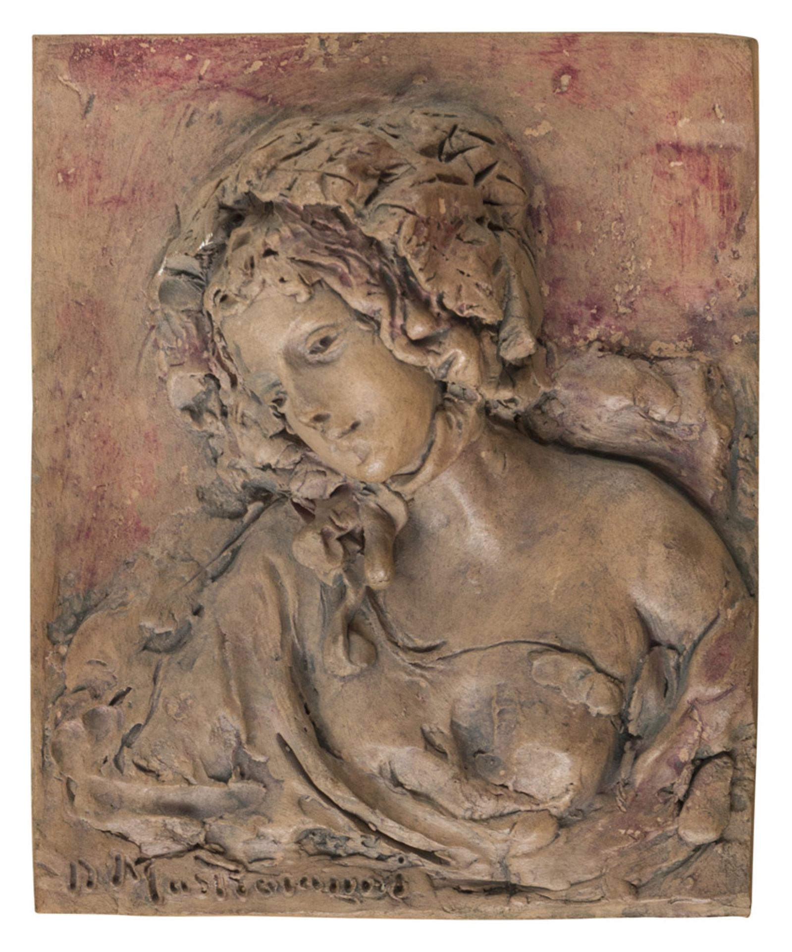 DOMENICO MASTROIANNI (Arpino 1876 - Rome 1962) Woman High-relief sculpture in earthenware, cm. 21,