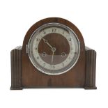 TABLE CLOCK, ENGLAND 1930 CA. case in wood dyed to mahogany. Measures cm. 24 x 28 x 13. OROLOGIO