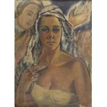 PAINTER EARLY 20TH CENTURY Young girl Woman with veil A pair of oil paintings on canvas, cm. 40 x 30