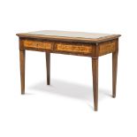WRITING DESK IN VIOLET WOOD, NORTHERN ITALY, EARLY 19TH CENTURY top in yellow leather with glass.