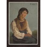 THEODORE DUCLERE (Naples 1816 - 1869) Absorbed woman Oil on cardboard, cm. 16 x 11 Signed upper