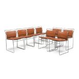 EIGHT CHAIRS IN CHROMED STEEL, DESIGN KAZUIDEKA TAKAHAMA Production SIMON '70s backs and seats in