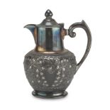 SILVERPLATED TEAPOT, PUNCH GLASGOW LATE 19TH CENTURY body embossed with flowers, leaves and coat