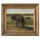 GIUSEPPE RAGGIO (Chiavari 1823 - Rome 1916) HORSE Oil on canvas applied on cardboard cm. 25,5 x 30
