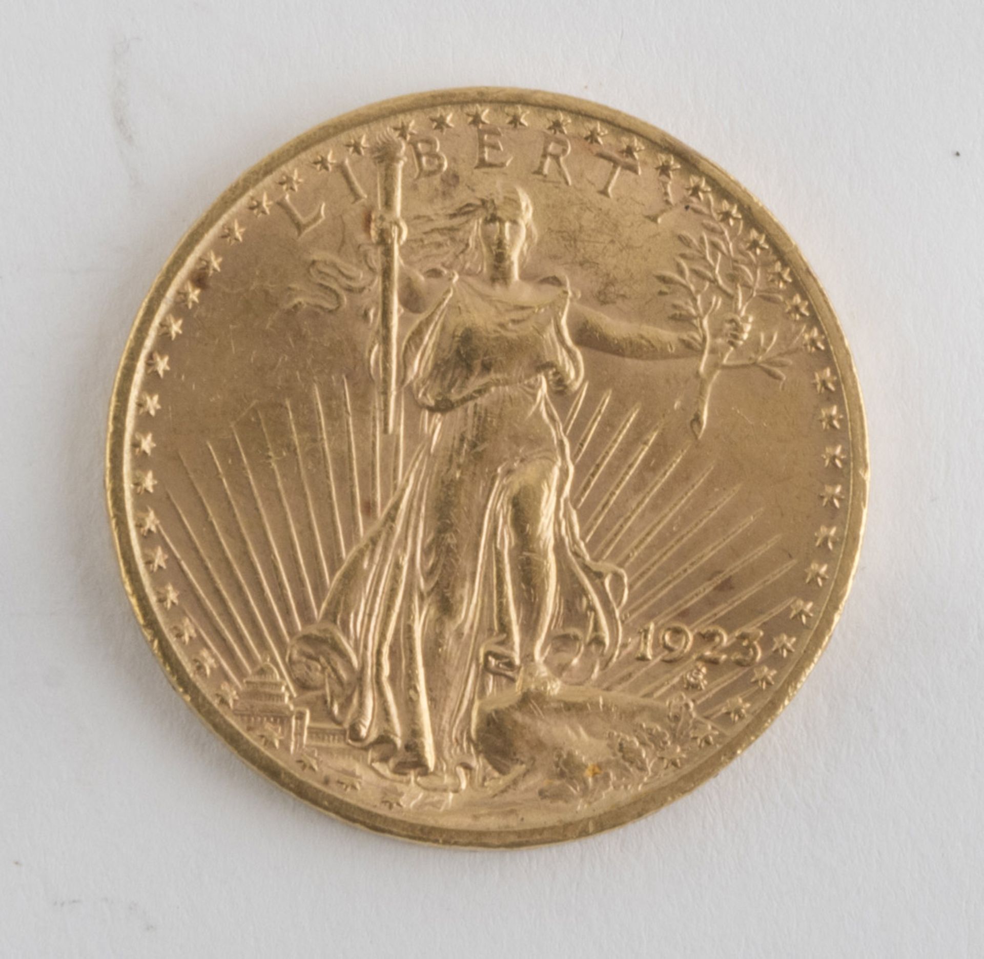 GOLD COIN OF 20 DOLLARS, UNITED STATES, 'SAINT GAUDEN' 1923 of the mint in Philadelphia. Km # 131. - Bild 2 aus 2
