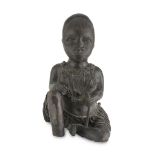 SCULPTURE OF QUEEN MOTHER, CULTURE YORUBA, NIGERIA LATE 19TH, EARLY 20TH CENTURY in sitting pose.