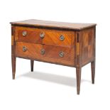 SMALL COMMODE IN BOIS DE ROSE, ITALY NORTHERN LATE 18TH CENTURY herringbone design, with reserves in