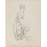 GIOVANNI COSTA (Rome 1826 - Marina of Pisa 1903) SEATED YOUNG WOMAN Pencil on paper, cm. 26 x 19