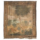 RARE GRASS JUICE TAPESTRY, NORTHERN ITALY LATE 17TH CENTURY representing landscape with horseman and