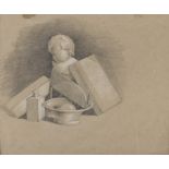 ITALIAN PAINTER, 19TH CENTURY COMPOSITION WITH BUST OF CHILD AND OBJECTS Pencil on paper, cm. 20 x